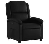 KTHLBRH Fauteuil inclinable en similicuir noir avec repose-pieds 135 degrés | Cuir synthétique tacheté, poche latérale, structure en bois et métal, charge maximale : 110 kg, montage requis