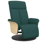 KTHLBRH Fauteuil inclinable manuel, pivotant, vert foncé, avec repose-pieds | Tissu 100 % polyester, cadre en contreplaqué et métal, base ronde 70 cm, assise 51 cm, charge maximale 110 kg