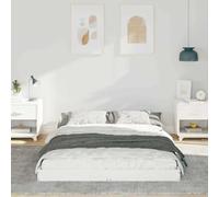 KTHLBRH Lit à plateforme en pin massif blanc 140 x 190 cm | Sans sommier tapissier, base robuste, design moderne, nettoyage facile, chambre à coucher