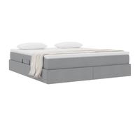 KTHLBRH Lit avec coffre et matelas, gris clair, 160 x 200 cm | Levage hydraulique, cadre en métal, polyester, max 280 kg, King Size