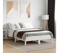 KTHLBRH Lit blanc 135 x 190 cm en bois massif de pin | Lattes incluses, tête de lit haute, cadre robuste, assemblage requis