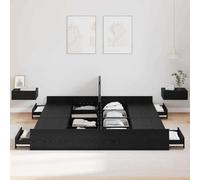 KTHLBRH Lit coffre 180 x 200 cm chêne noir | 4 tiroirs, bois multicouche, super king size, max 200 kg, nettoyage facile