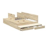 KTHLBRH Lit coffre chêne sonoma 150 cm avec 4 tiroirs | Bois multicouche, King britannique, 236,5 x 150 x 31,5 cm, max 200 kg