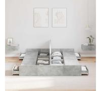 KTHLBRH Lit coffre gris ciment 160 x 200 cm | Bois multicouche, 4 tiroirs, structure king size, max 200 kg