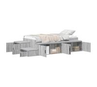 KTHLBRH Lit coffre gris sonoma 75 cm | Bois multicouche, étagères intégrées, base à lattes, portes à charnières, 100 kg