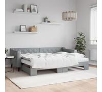 KTHLBRH Lit de jour extensible avec matelas, gris clair, 80 x 200 cm, cadre de lit pour salon, chambre à coucher, cadre de lit d'hôtel, adapté pour chambre à coucher