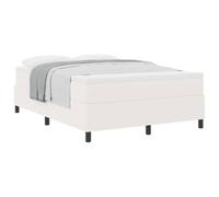 KTHLBRH Lit double 160 x 200 cm crème blanc avec matelas | Structure en bois ingénierie, lattes fixes, ressorts ensachés, fermeté moyenne, pieds en plastique