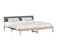 KTHLBRH Lit double 200 x 200 cm en bois de pin | Sommier à lattes fixes, tête de lit en polyester, design moderne, capacité 200 kg