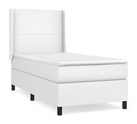 KTHLBRH Lit familial, lit d'invité, lit d'appoint, lit à sommier tapissier avec matelas, blanc, 100 x 200 cm, en simili cuir pour chambre à coucher, chambre d'amis