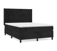 KTHLBRH Lit familial, lit d'invité, lit d'appoint, lit à sommier tapissier avec matelas, noir, 140 x 200 cm, velours pour chambre à coucher, chambre d'amis