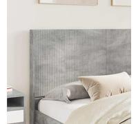 KTHLBRH Lit gris béton 140 x 190 cm avec espace de rangement | Bois d'ingénierie, sommier à lattes, tête de lit à lattes verticales, compartiments latéraux