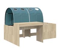 KTHLBRH Lit haut avec bureau 3 pièces, chêne sonoma et bleu clair | Bois d'ingénierie, durable, 193 x 133,5 x 61 cm, utilisation intérieure, montage facile