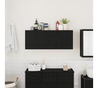 KTHLBRH Meuble de salle de bain mural noir 100 x 25 x 40 cm en aggloméré | Portes avec amortisseur, installation murale, capacité de 60 kg, pour salle de bain et cuisine