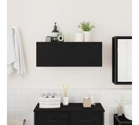KTHLBRH Meuble de salle de bain mural noir 80 x 25 x 30 cm aggloméré | Portes avec amortisseur, installation ouverte à gauche ou à droite, capacité de 60 kg, pour salle de bain, cuisine, salon