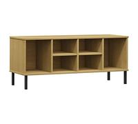 KTHLBRH Oslo Meuble à chaussures avec pieds en métal marron 106 x 35 x 45 cm Bois massif OSLO étagère pour chaussures, armoire à chaussures, armoire à chaussures, meuble à chaussures, armoire à