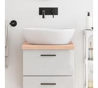 KTHLBRH Plateau de lavabo en bois massif de chêne - 40 x 50 x (2-4) cm - Non traité à la main - Bord naturel - Pour salle de bain - Étagère de bureau