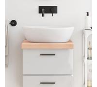 KTHLBRH Plateau de lavabo en bois massif de chêne non traité - 40 x 50 x (2-6) cm - Fabriqué à la main - Bords naturels - Pour rénovation de salle de bain comme étagère ou plateau de bureau