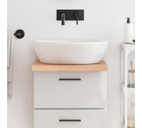 KTHLBRH Plateau de lavabo marron clair - 40 x 50 x (2-4) cm - Bois massif de chêne traité - Laqué à la main - Avec bord naturel - Pour la rénovation de salle de bain - Polyvalent comme étagère