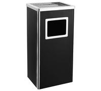 KTHLBRH Poubelle avec cendrier intégré 45 litres en acier noir pour intérieur et extérieur, corbeille à déchets robuste avec récipient intérieur amovible et design fonctionnel pour bureaux