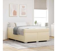 KTHLBRH Structure de lit avec matelas crème 140 x 200 cm | Design minimaliste, tissu respirant, cadre robuste, adapté à la chambre à coucher