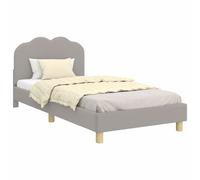 KTHLBRH Structure de lit gris clair 80 x 200 cm avec tête de lit | Bois d'ingénierie, lattes incluses, sans sommier tapissier, charge maximale 140 kg, montage facile