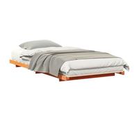 KTHLBRH Structure de lit marron ciré 100 x 200 cm en pin massif | Design bas, sans sommier tapissier, montage facile, nettoyage simple, utilisation en intérieur