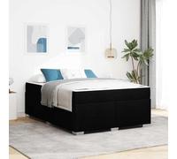 KTHLBRH Structure de lit rembourrée, 140 x 200 cm, noir | Design minimaliste, cadre avec matelas, tissu doux, chambre à coucher