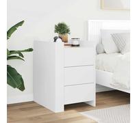 KTHLBRH Table de chevet blanche 3 tiroirs bois multicouche | Plateau supérieur 30 kg, tiroirs 5 kg, assemblage requis, anti-basculement