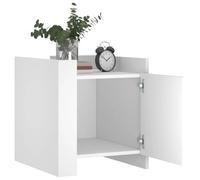 KTHLBRH Table de chevet blanche 45 x 50 x 50 cm bois multicouche | Robuste et stable, grand compartiment de rangement, facile à nettoyer, deux modes de montage