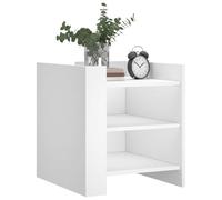 KTHLBRH Table de chevet blanche 45 x 50 x 50 cm en aggloméré | Bois multicouche, deux compartiments, charge maximale 65 kg, facile à nettoyer, montage mural inclus