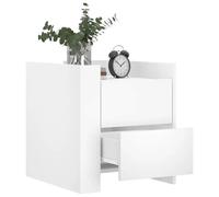 KTHLBRH Table de chevet blanche 45 x 50 x 50 cm en aggloméré | Deux tiroirs, plateau robuste, résistant à l'humidité, facile à nettoyer, deux modes de montage