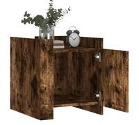 KTHLBRH Table de chevet chêne fumé 45 x 50 x 50 cm Bois multicouche | Facile à nettoyer, résistant à l'humidité, capacité de 60 kg, assemblage requis