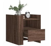 KTHLBRH Table de chevet chêne marron 45 x 50 x 50 cm en aggloméré | Grand tiroir, plateau robuste 30 kg, résistant à l'humidité, facile à nettoyer