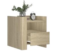 KTHLBRH Table de chevet chêne Sonoma 45 x 50 x 50 cm aggloméré | Grand tiroir, plateau robuste, facile à nettoyer, deux modes de montage, charge maximale 50 kg