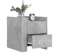 KTHLBRH Table de chevet gris ciment 45 x 50 x 50 cm | Bois contreplaqué, 2 tiroirs, charge maximale 50 kg, facile à nettoyer, montage mural