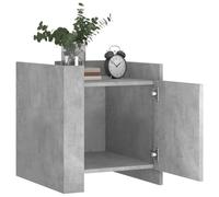 KTHLBRH Table de chevet gris ciment 45 x 50 x 50 cm bois multicouche | Robuste et stable, grand compartiment de rangement, surface lisse et facile à nettoyer, deux modes de montage