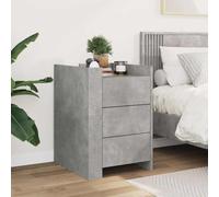 KTHLBRH Table de chevet gris ciment 45 x 50 x 65 cm bois multicouche | 3 tiroirs, plateau supérieur 30 kg, résistant à l'humidité, facile à nettoyer, chambre à coucher