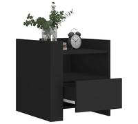 KTHLBRH Table de chevet noire 45 x 50 x 50 cm en aggloméré | Avec tiroir, design élégant, plateau portant 30 kg, assemblage requis