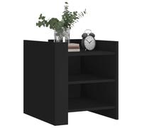 KTHLBRH Table de chevet noire 45 x 50 x 50 cm en bois multicouche | Deux compartiments de rangement, plateau robuste, facile à nettoyer, deux modes de montage, charge maximale 65 kg