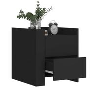 KTHLBRH Table de chevet noire 45 x 50 x 50 cm en bois multicouche | Deux tiroirs, plateau robuste, résistant à l'humidité, facile à nettoyer, deux modes de montage