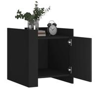 KTHLBRH Table de chevet noire 45 x 50 x 50 cm en bois multicouche | Robuste et stable, grand compartiment, facile à nettoyer, deux modes de montage