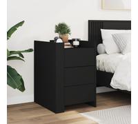 KTHLBRH Table de chevet noire 45 x 50 x 65 cm Bois multicouche | Trois tiroirs, anti-basculement, charge maximale 50 kg, pour chambre à coucher