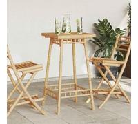 KTHLBRH Table de jardin carrée en bambou 55 x 55 x 100 cm