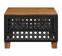 KTHLBRH Table de jardin noire 55 x 55 x 36 cm en polyrotin acacia | Modulaire, plateau en bois massif, acier revêtu par poudre, pour terrasse