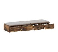 KTHLBRH Tiroirs pour lit chêne fumé 120 x 36,5 x 16,5 cm 4 tiroirs | Bois multicouche, push-to-open, charge maximale 100 kg, double fonction comme siège ou marche
