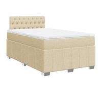 KTHLBRH Tour de lit à ressorts avec matelas crème 120 x 190 cm en tissu | Matelas à ressorts ensachés, couvre-matelas inclus, lumière LED avec USB, tête de lit incluse