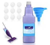 KTNAid Flacon de rechange rechargeable de 1250 ml pour balai pulvérisateur Flash Power avec 9 tampons d'étanchéité et 1 entonnoir pliable, bouteille de solution en polyéthylène haute densité sans