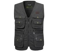 KTWOLEN Gilets de Pêche pour Hommes Gilet de Travail Safari Gilet Photographie de Sport Multi-poches Gilet Veste Sans Manches de Voyage, Vert, 3XL