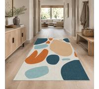 KTYUTJDH Tapis,Abstrait Moderne Bleu, Orange, Beige, Blanc, Rectangular 160 x 220 cm,Tapis Salon Chambre Décoration,sous Table et Chaises Salle a Manger,