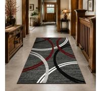 KTYUTJDH Tapis,Abstrait Moderne Gris, Rouge, Blanc, Noir, Rectangular 160 x 220 cm,Tapis Salon Chambre Décoration,sous Table et Chaises Salle a Manger,